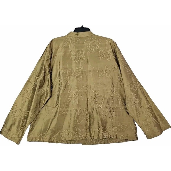 French Laundry ~Woman Size 1X~ Gold Embroidered Button-Up Jacket Shacket Unlined - Picture 5 of 9